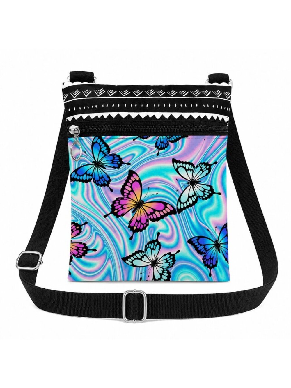 Butterfly Multicolor Crossbody Bag with Swirl Print